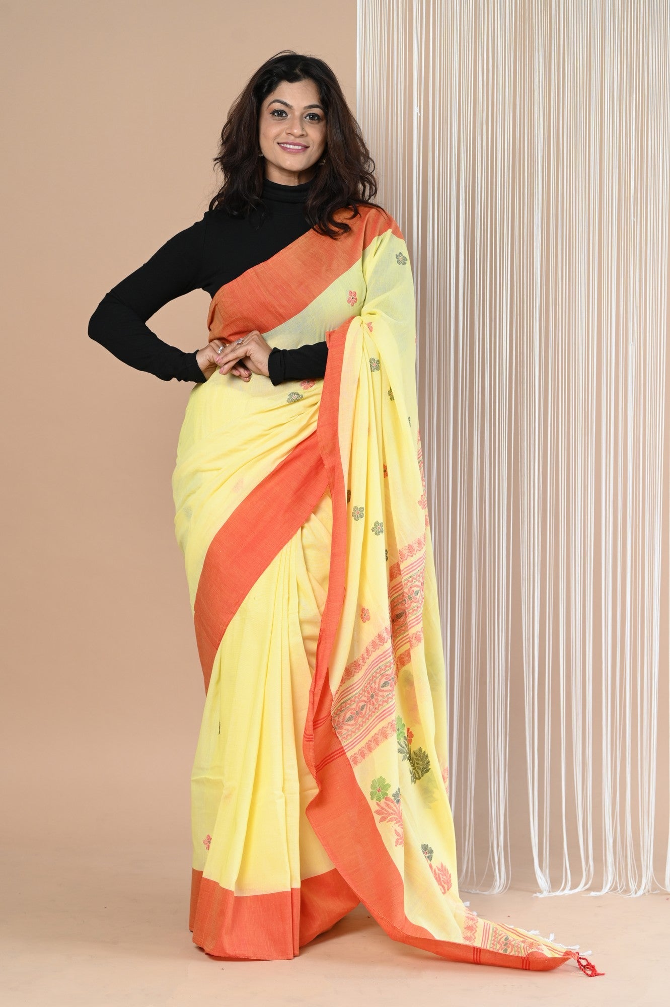 Very Much Indian Handloom Pure Cotton Saree With Handwoven Buttis - Distacart