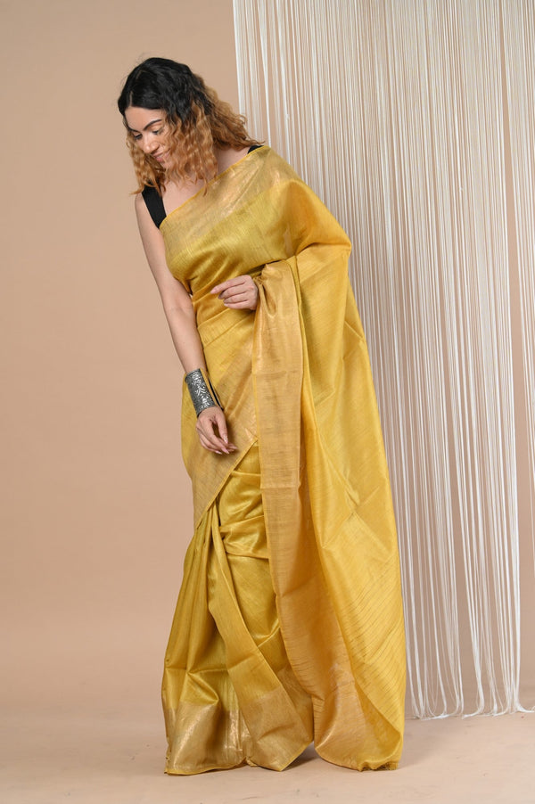Very Much Indian Exclusive Pure Moonga Tussar Silk Saree With Beautiful Border - Distacart