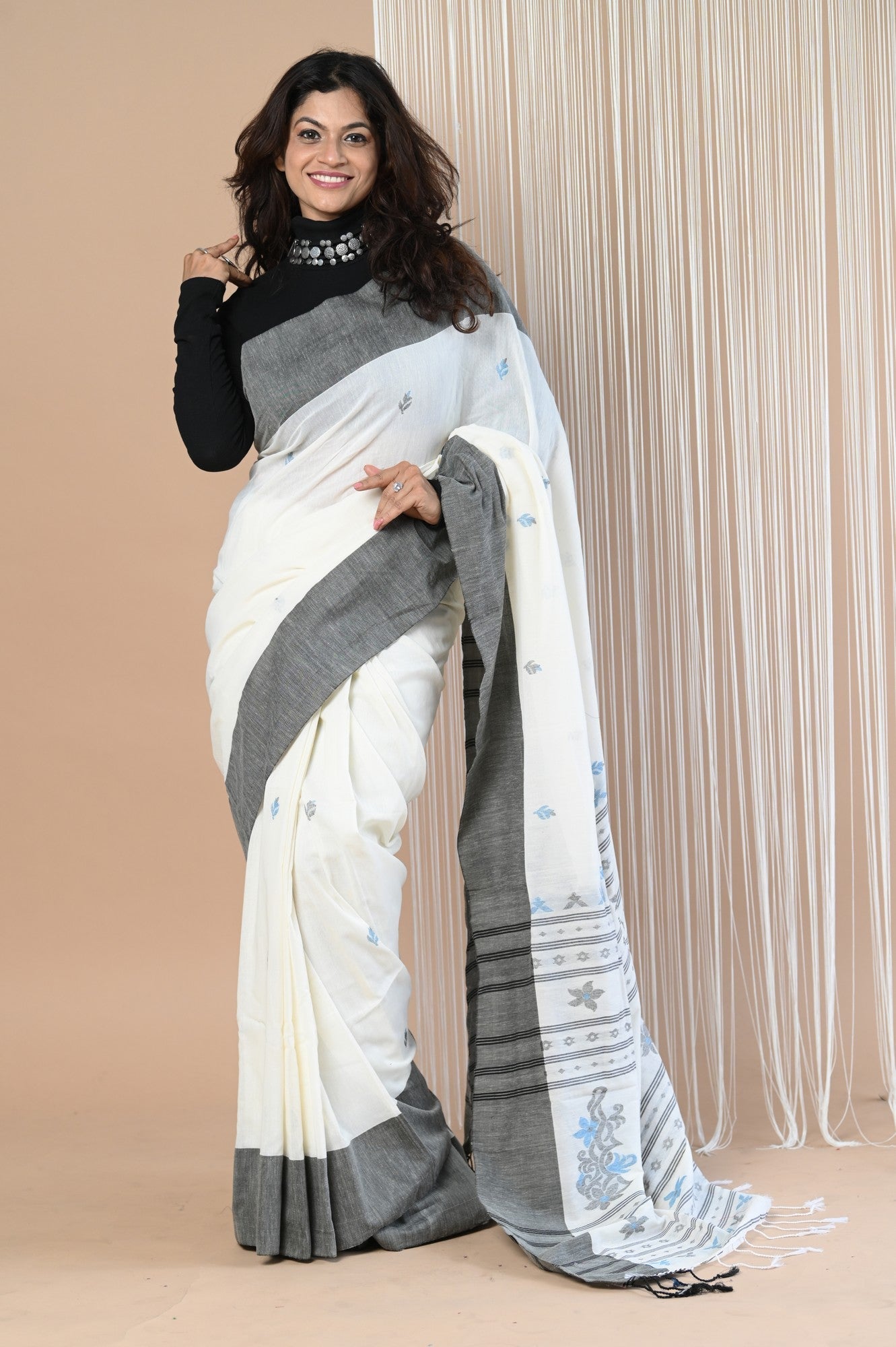 Very Much Indian Handloom Pure Cotton Saree With Handwoven Buttis - Distacart