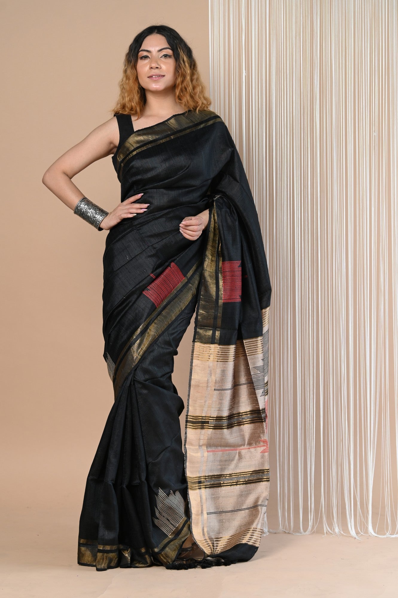 Very Much Indian Exclusive Handloom Pure Tussar Silk Saree By Khadigram Certified Weavers - Distacart