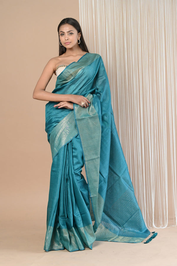 Very Much Indian Exclusive Pure Moonga Tussar Silk Saree With Beautiful Border - Distacart