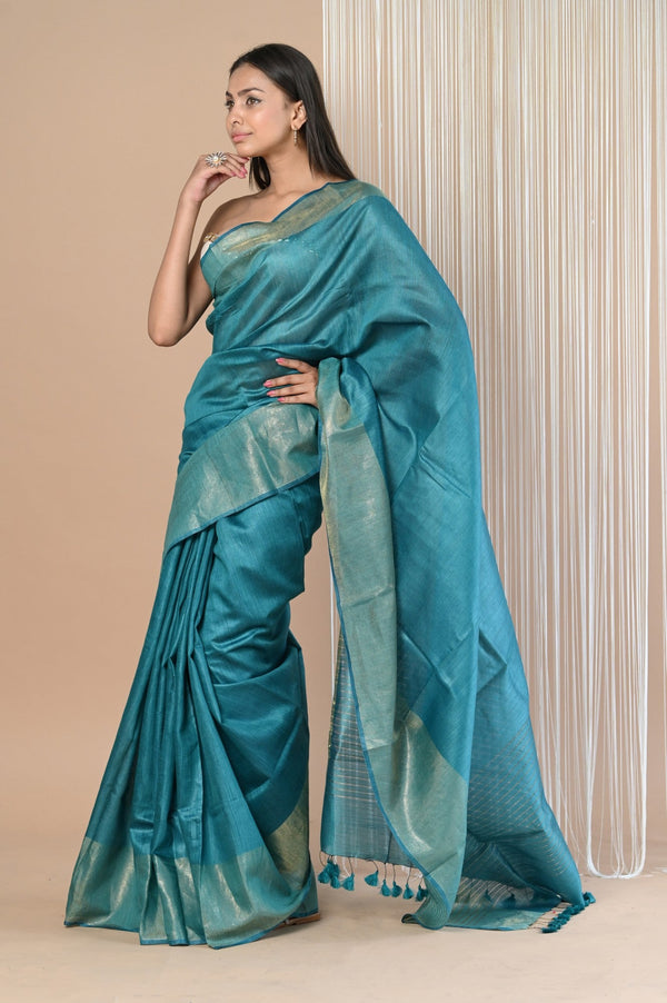 Very Much Indian Exclusive Pure Moonga Tussar Silk Saree With Beautiful Border - Distacart
