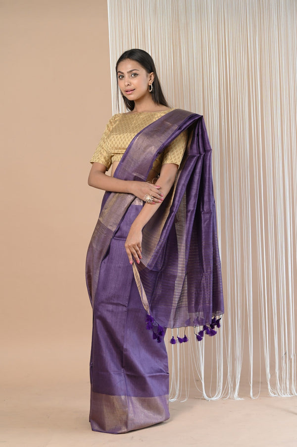 Very Much Indian Exclusive Pure Moonga Tussar Silk Saree With Beautiful Border - Distacart