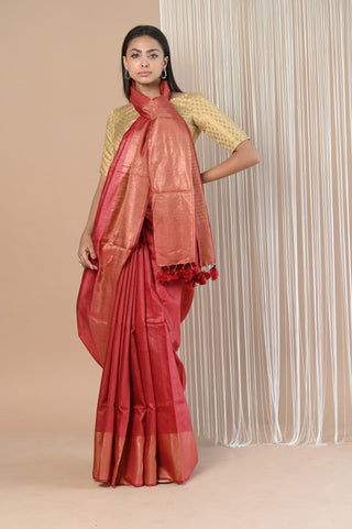 Very Much Indian Exclusive Pure Moonga Tussar Silk Saree With Beautiful Border - Distacart