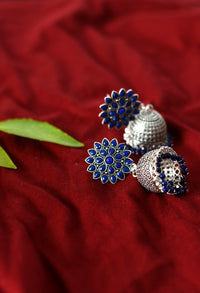 Thumbnail for Mominos Fashion Joharkamal Kundan work Jhumka with Blue Beads - Distacart