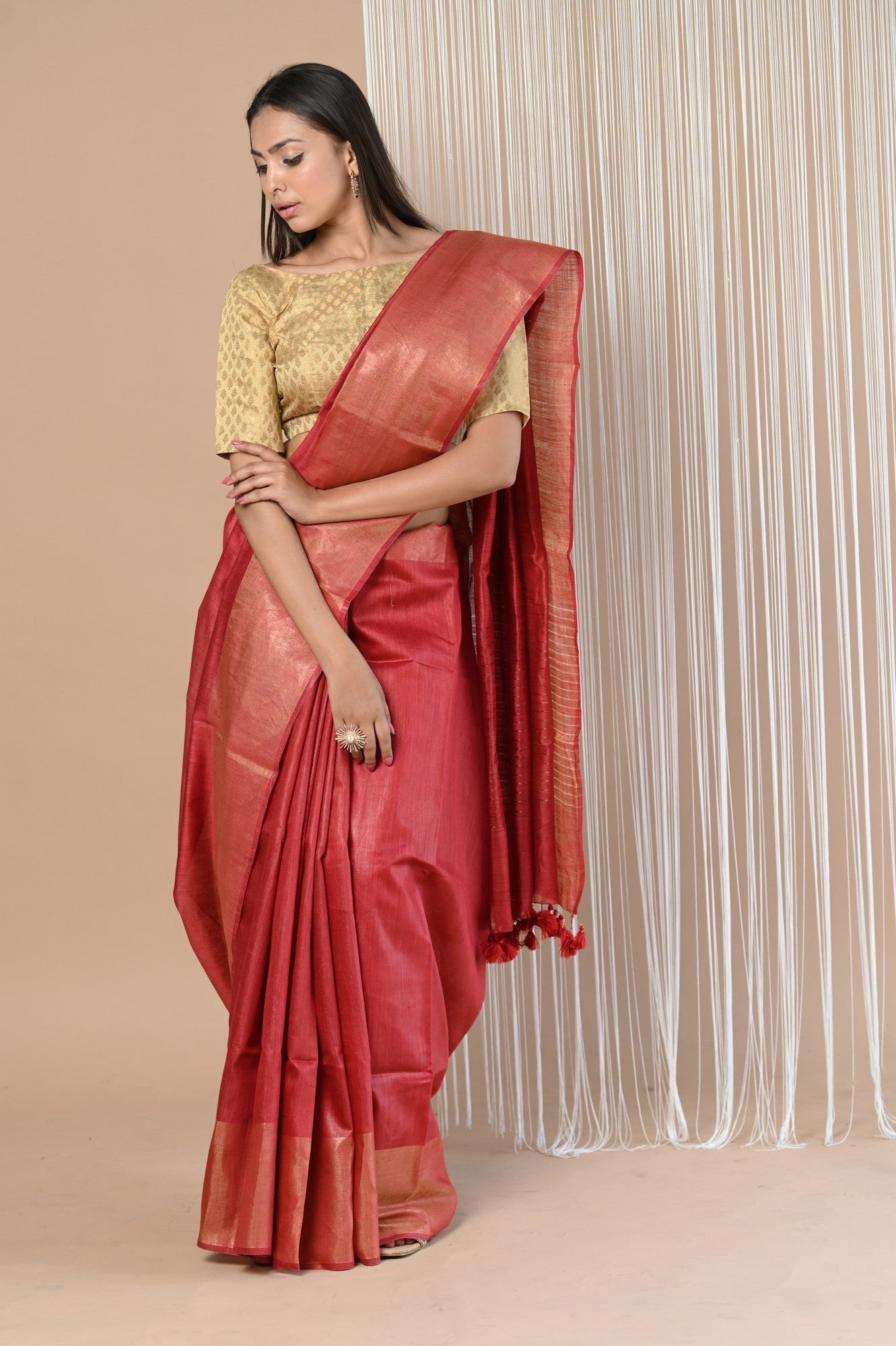 Very Much Indian Exclusive Pure Moonga Tussar Silk Saree With Beautiful Border - Distacart