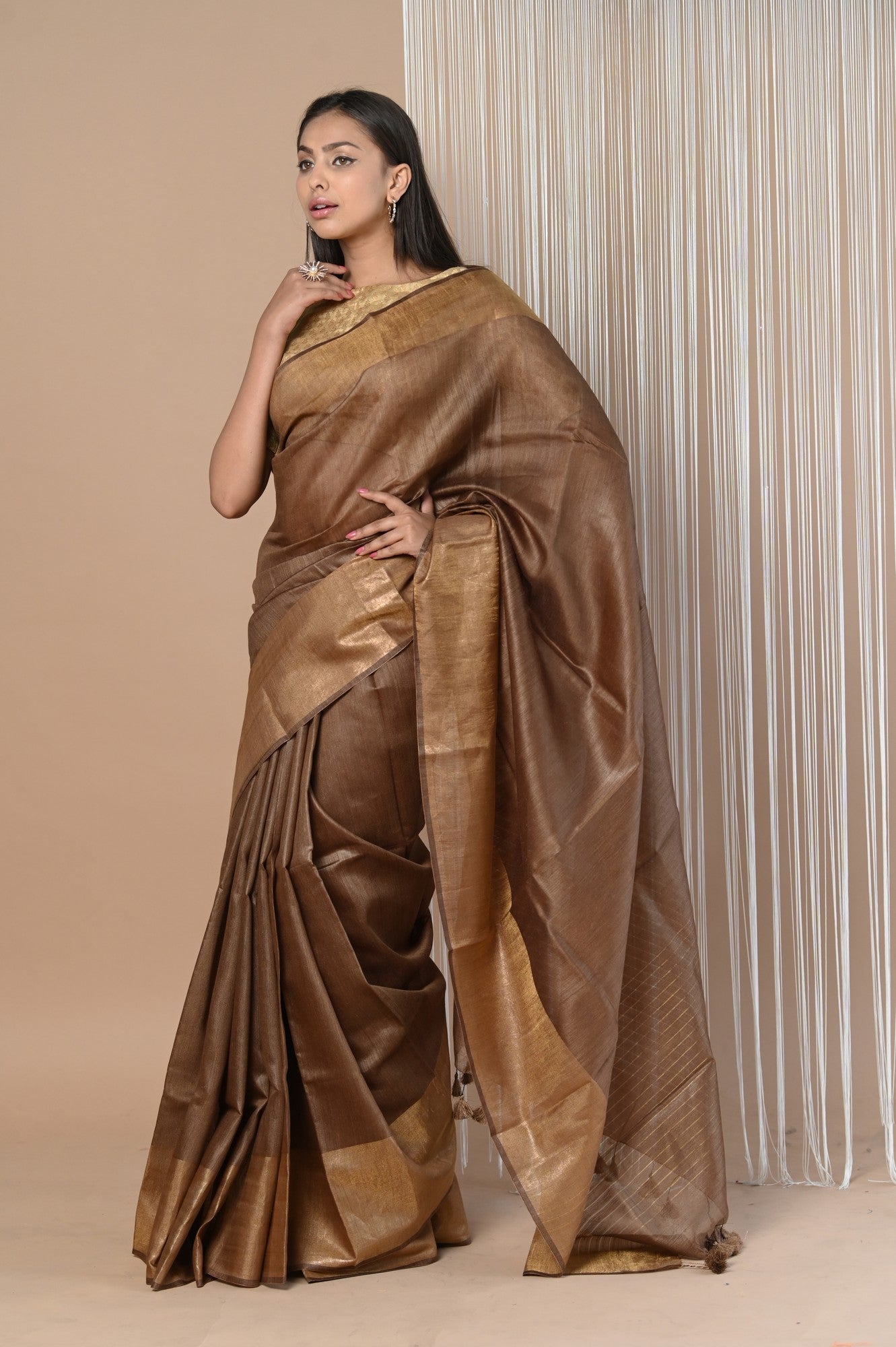 Very Much Indian Exclusive Pure Moonga Tussar Silk Saree With Beautiful Border - Distacart