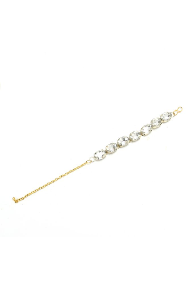 Mominos Fashion Johar Kamal Gold-Plated Finish Stone Choker For Women (White) - Distacart