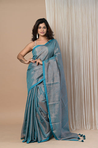 Very Much Indian VMI Exclusive! Handloom Woven Cotton Zari Saree with Beautiful Sleek Border - Distacart