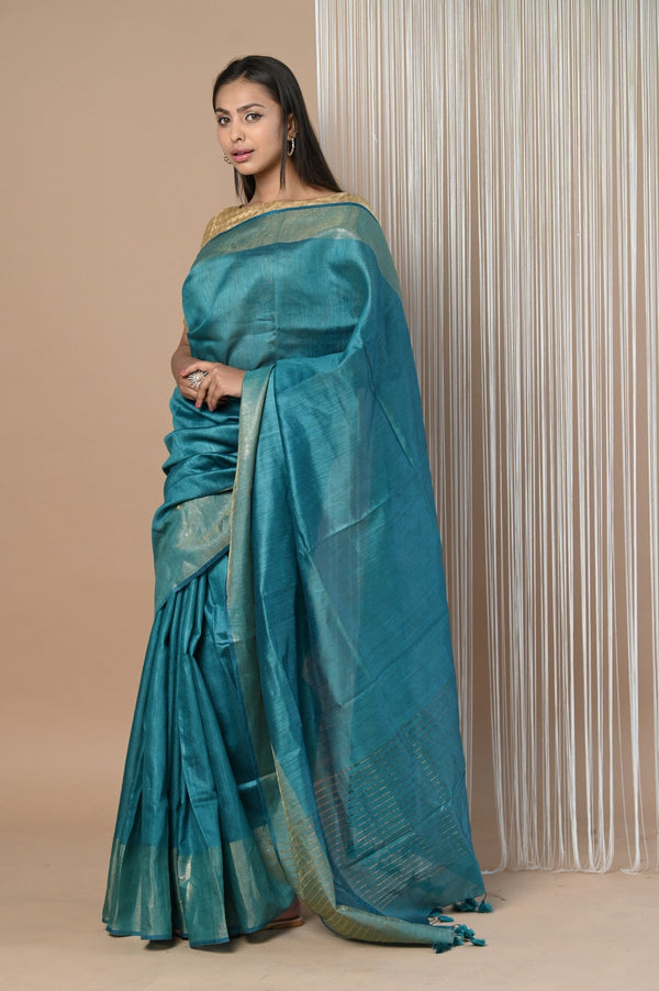 Very Much Indian Exclusive Pure Moonga Tussar Silk Saree With Beautiful Border - Distacart