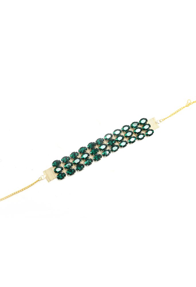 Mominos Fashion Johar Kamal Gold-Plated Finish Stone Choker For Women (Green) - Distacart