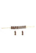 Thumbnail for Mominos Fashion Johar Kamal Gold-Plated Finish Stone Choker For Women (Brown) - Distacart