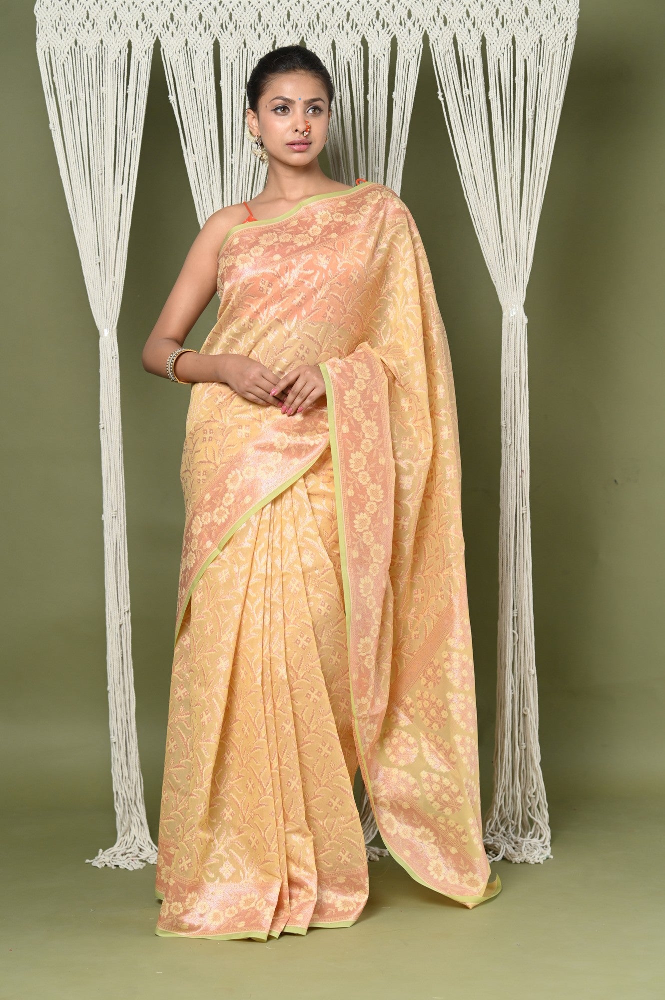 Very Much Indian Exclusive High Quality Handloom Banarasi Cotton Saree with Beautiful Abstract Print. - Distacart