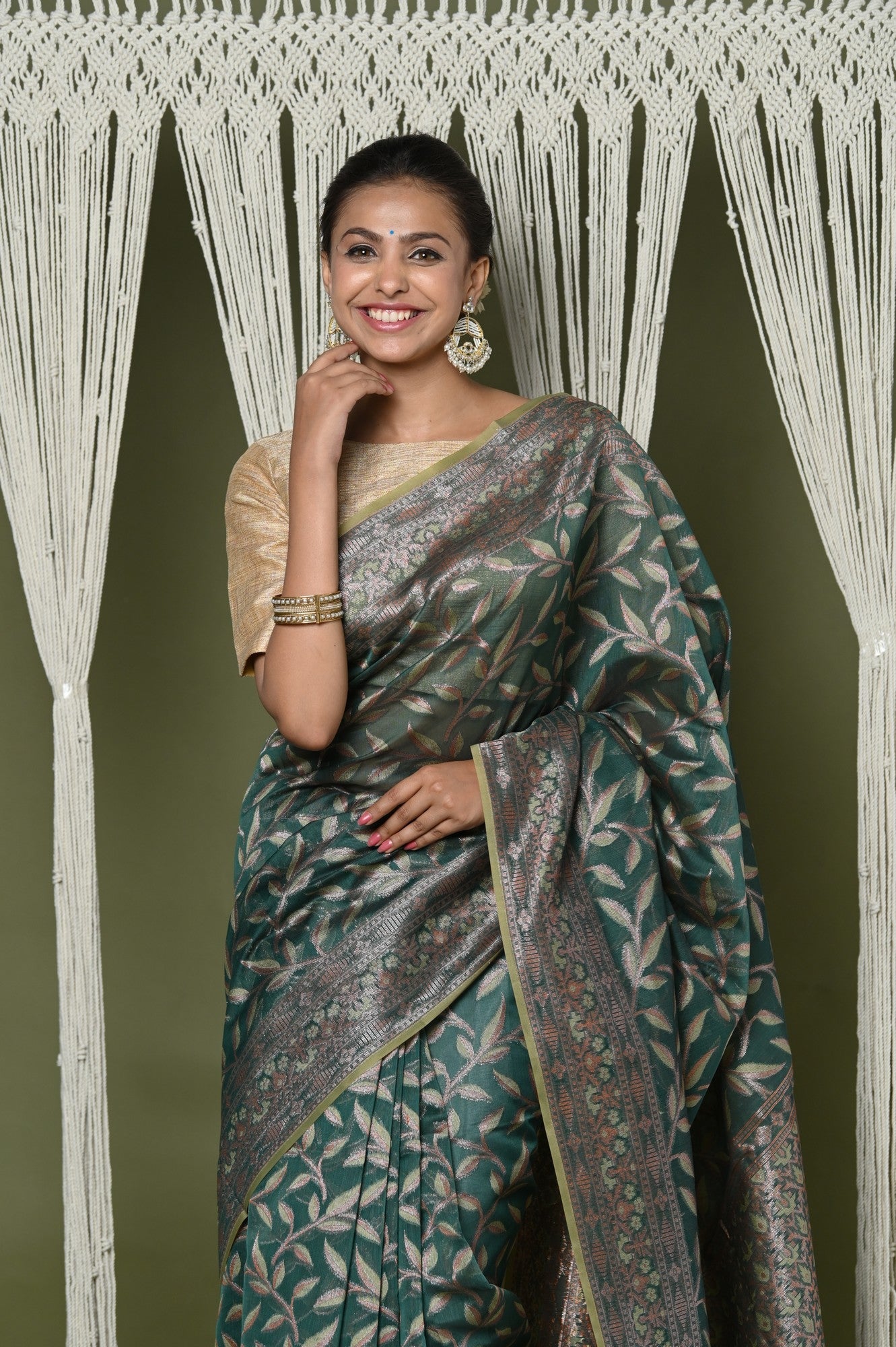 Very Much Indian Exclusive High Quality Handloom Banarasi Cotton Saree with Beautiful Abstract Print. - Distacart