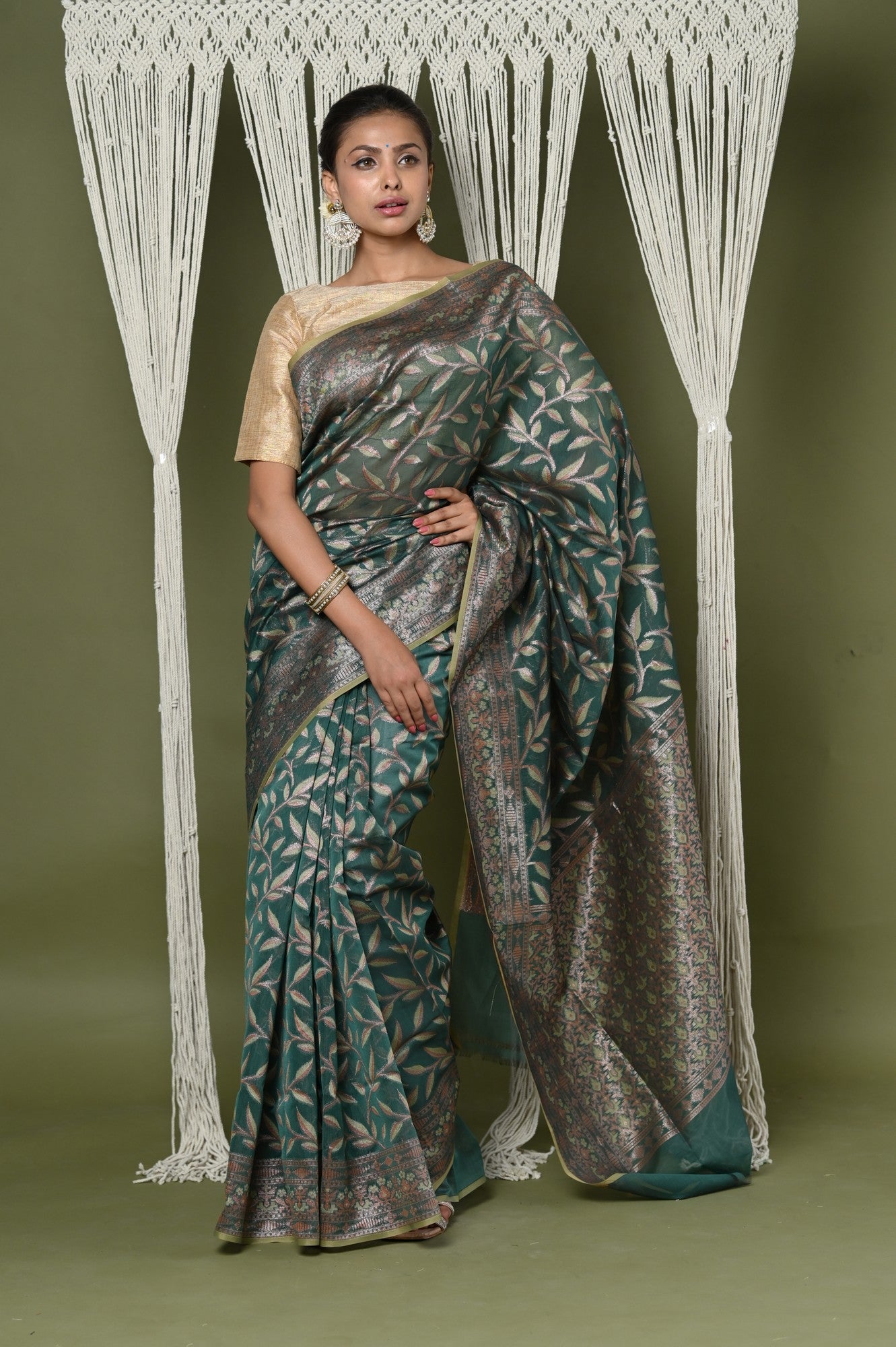 Very Much Indian Exclusive High Quality Handloom Banarasi Cotton Saree with Beautiful Abstract Print. - Distacart