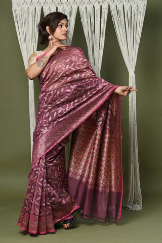 Very Much Indian Exclusive High Quality Handloom Banarasi Cotton Saree with Beautiful Abstract Print. - Distacart