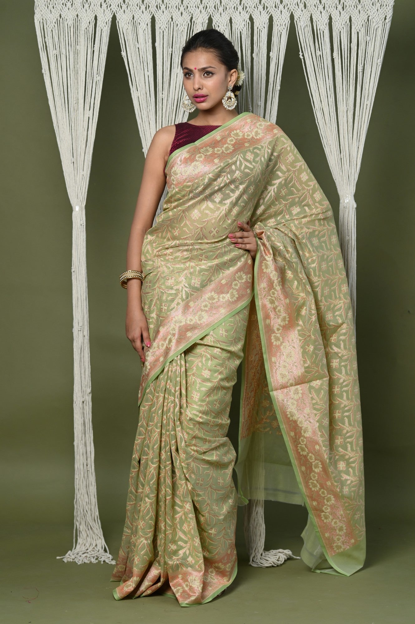 Very Much Indian Exclusive High Quality Handloom Banarasi Cotton Saree with Beautiful Abstract Print. - Distacart