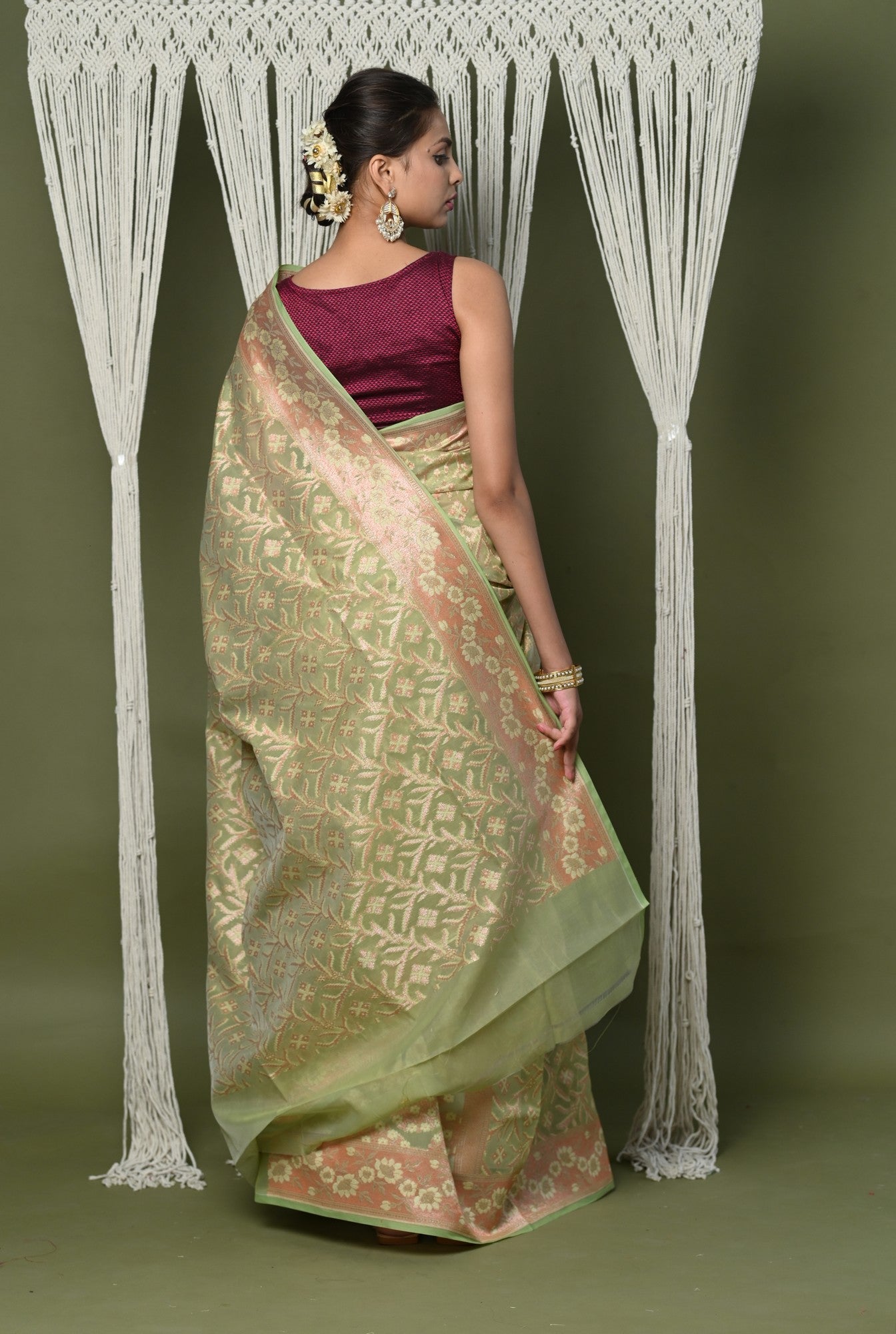 Very Much Indian Exclusive High Quality Handloom Banarasi Cotton Saree with Beautiful Abstract Print. - Distacart