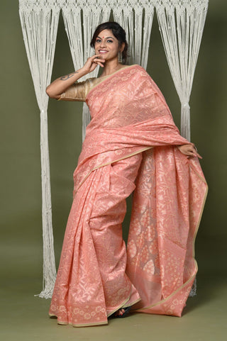 Very Much Indian Exclusive High Quality Handloom Banarasi Cotton Saree with Beautiful Abstract Print. - Distacart