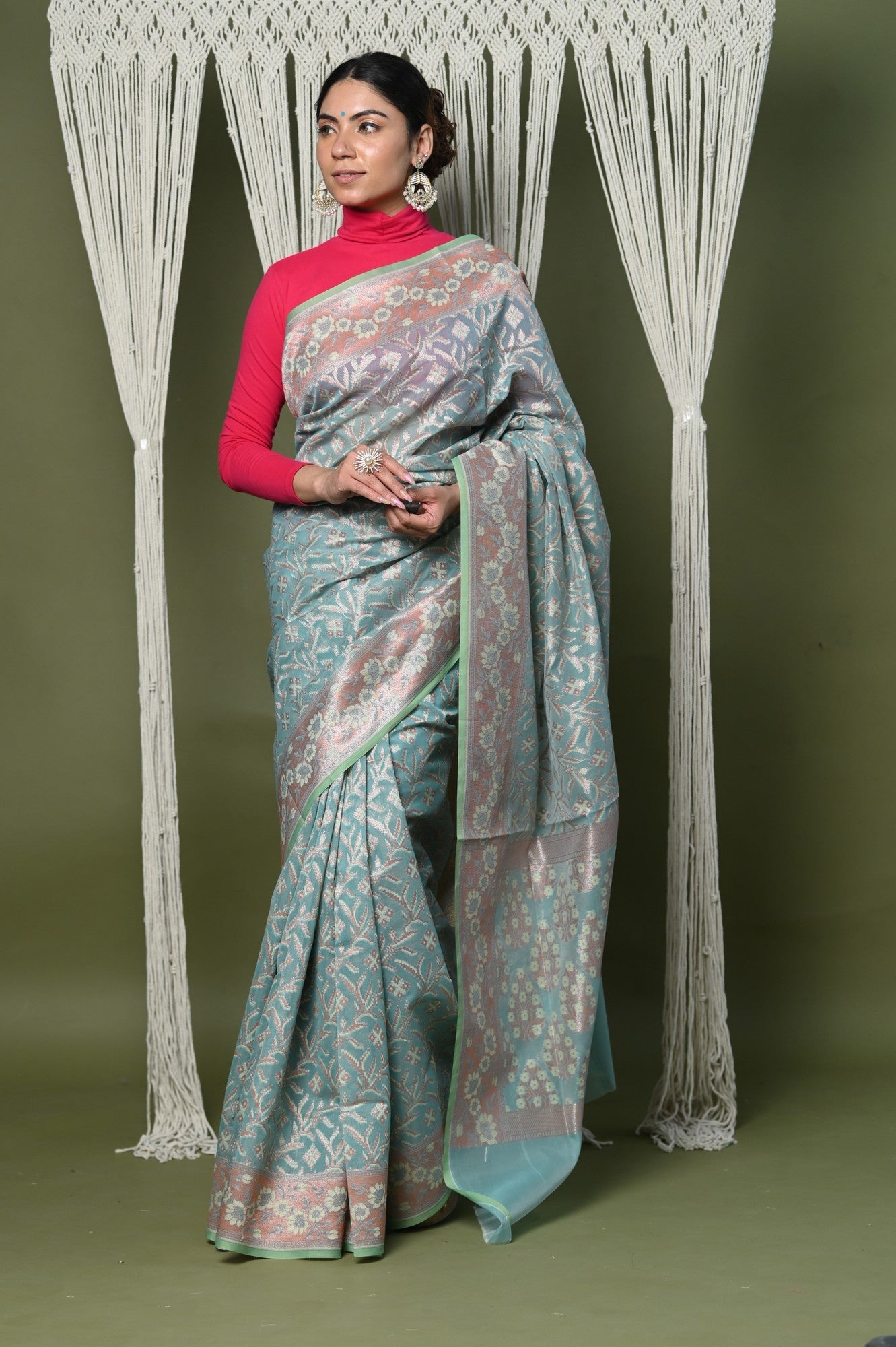 Very Much Indian Exclusive High Quality Handloom Banarasi Cotton Saree with Beautiful Abstract Print. - Distacart