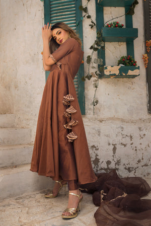 Pomcha Jaipur Raat Rani Cotton Silk Anarkali Suit Set - Distacart