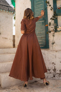 Thumbnail for Pomcha Jaipur Raat Rani Cotton Silk Anarkali Suit Set - Distacart