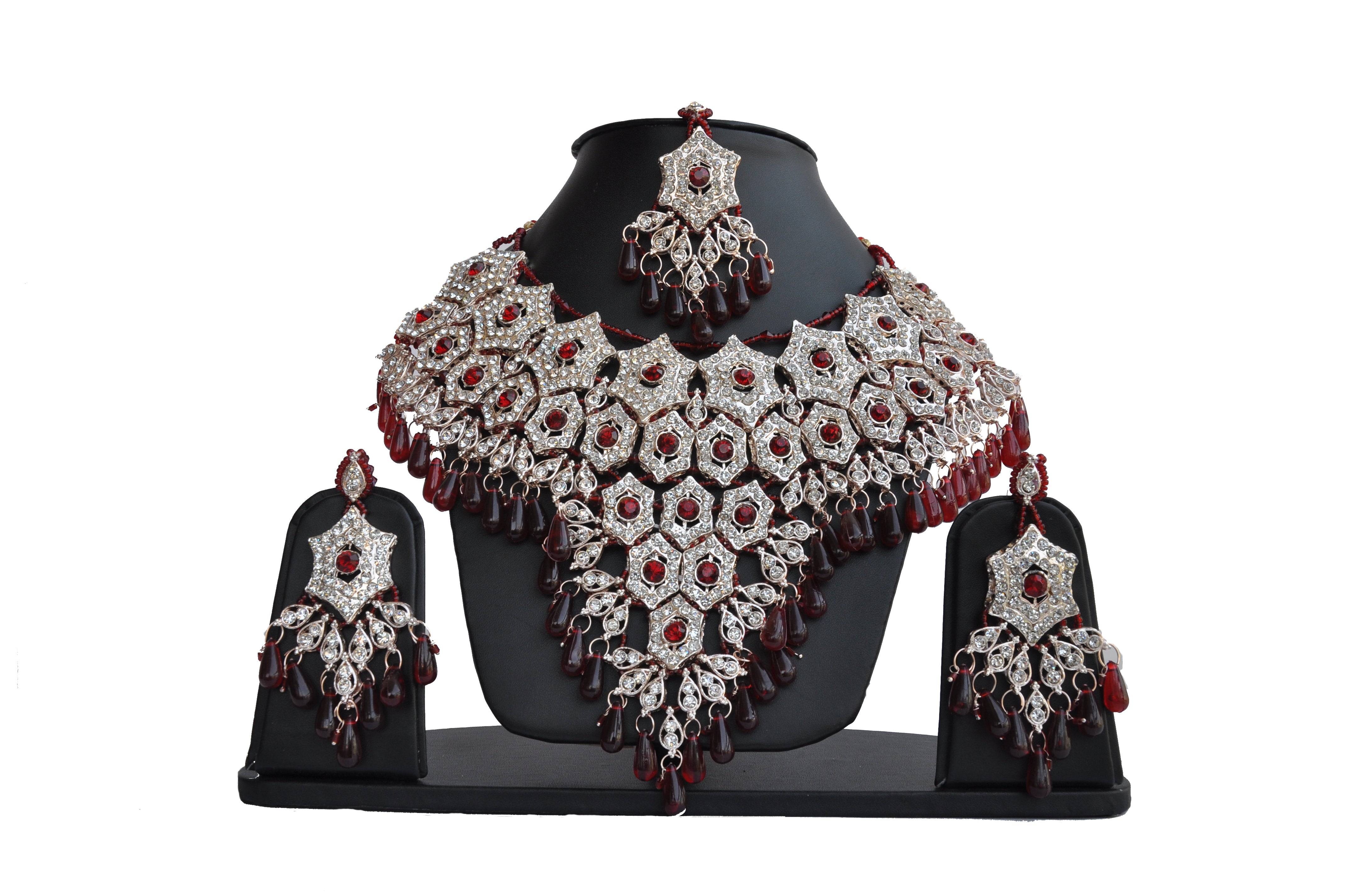 Gold-Plated Alloy Handcrafted Semi Bridal Grand Look Necklace Set - The Pari - Distacart