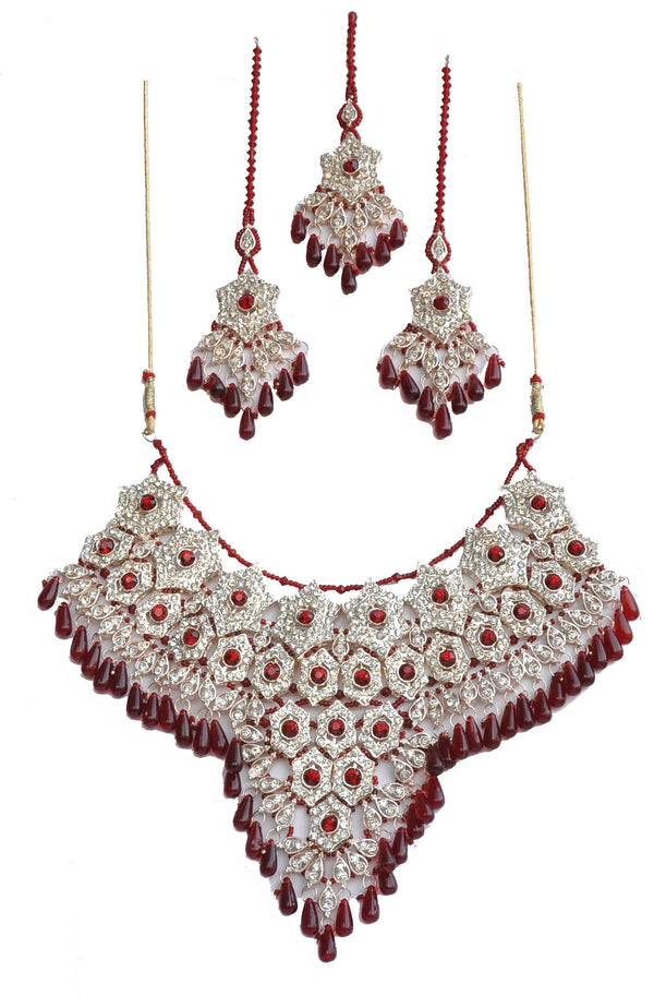 Gold-Plated Alloy Handcrafted Semi Bridal Grand Look Necklace Set - The Pari - Distacart