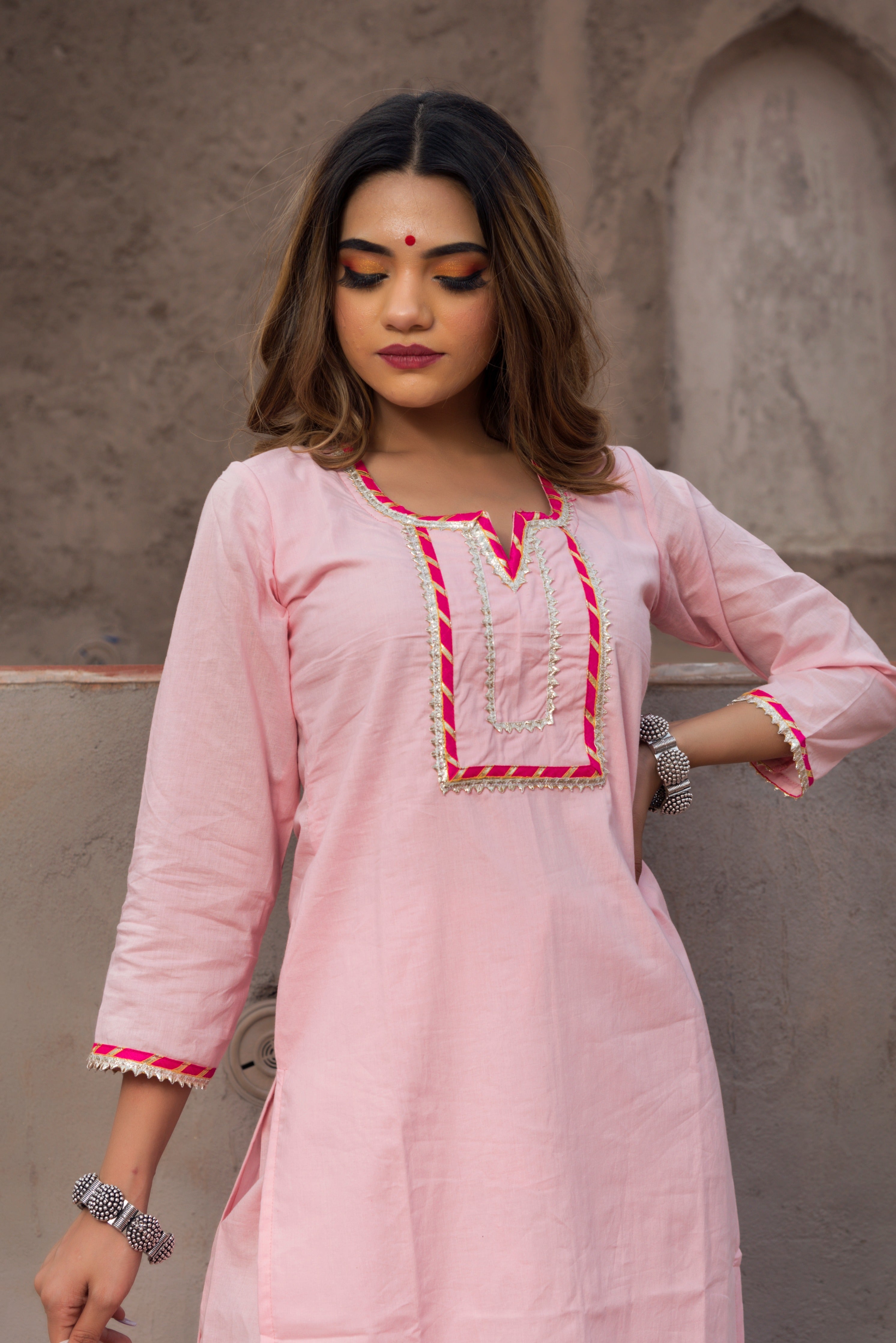 Pomcha Jaipur Mosami Pink Suit With Organza Dupatta - Distacart