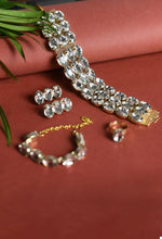 Thumbnail for Mominos Fashion Johar Kamal Gold-Plated Finish Stone Choker For Women (White) - Distacart