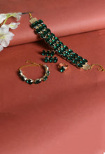Thumbnail for Mominos Fashion Johar Kamal Gold-Plated Finish Stone Choker For Women (Green) - Distacart