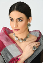 Thumbnail for Mominos Fashion Johar Kamal Silver-Plated Brass Finish Rose Design Choker For Women (Silver) - Distacart