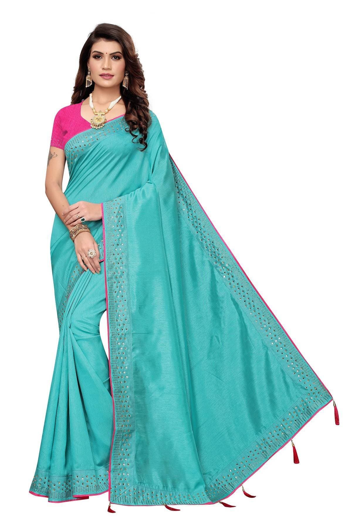 Vamika Rama Green Zoya Silk Stone Work Saree