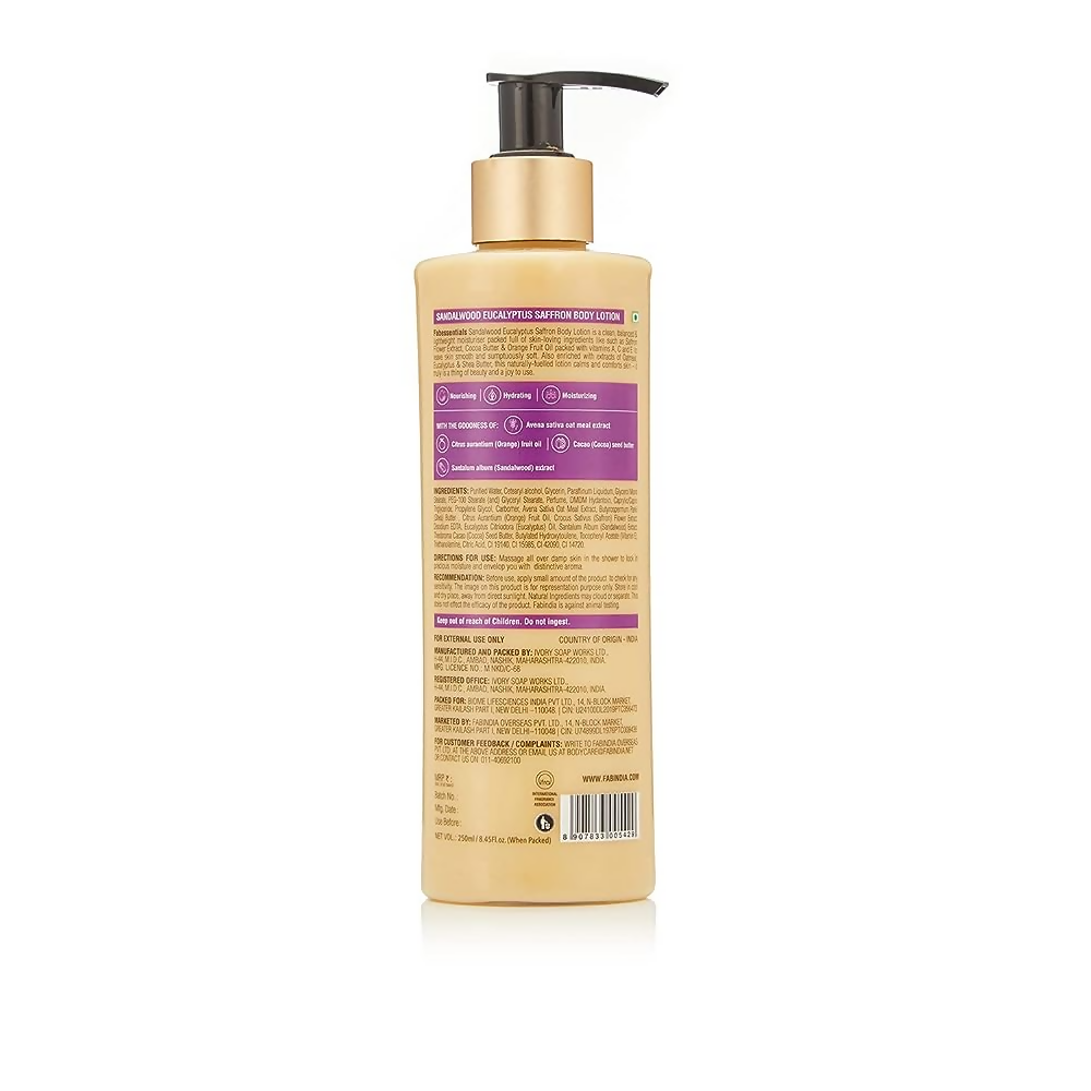 Fabessentials Sandalwood Eucalyptus Saffron Body Lotion - Distacart