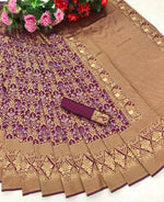 Thumbnail for DEIANA'S Beautiful Golden Jari with New Design Soft Lichi Silk Saree - Wine - Distacart