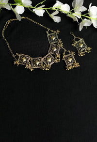 Thumbnail for Tehzeeb Creations Golden Colour Oxidised Necklace Set With Ghunghru Design
