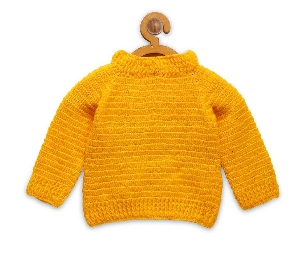 Chutput Kids Woollen Hand Knitted Cat Design Sweater For Baby Boys - Yellow - Distacart