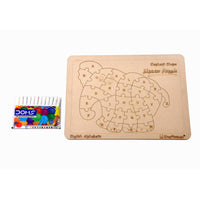 Thumbnail for Kraftsman English Alphabets Wooden Jigsaw Puzzles Elephant Shape Puzzle | Color Kit Included - Distacart