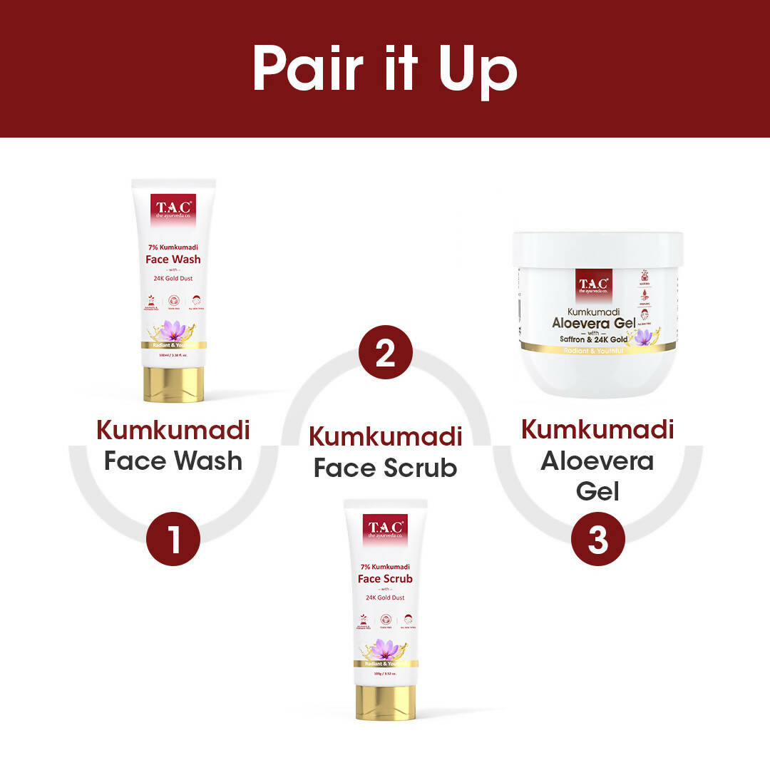 TAC - The Ayurveda Co. Kumkumadi Natural Aloevera Gel for Face & Body with Saffron & 24K Gold Flakes - Distacart