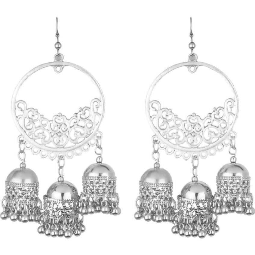 Stylish Traditional Wear Round Shape With Hanging Jhumkas Earrings