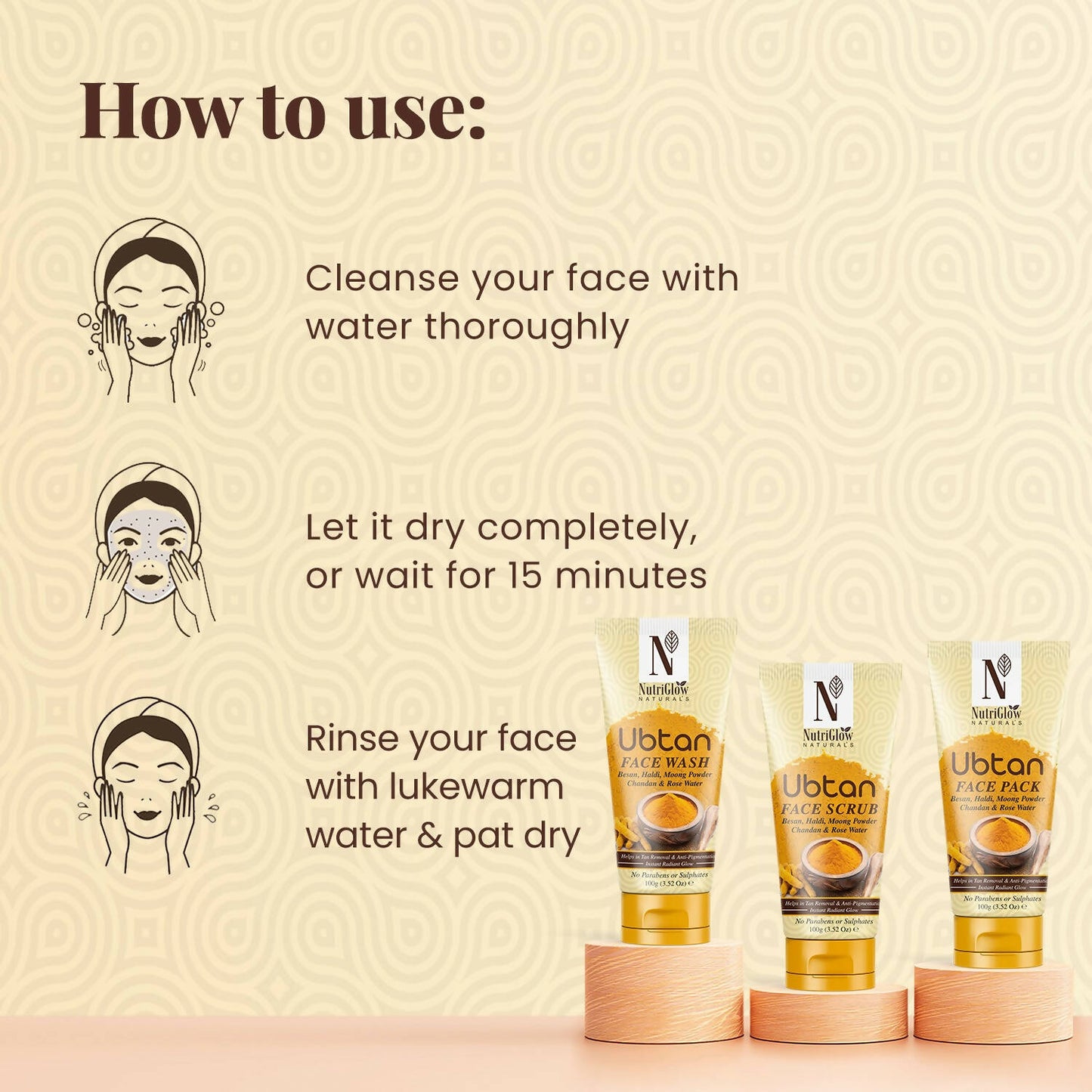 NutriGlow NATURAL'S Ubtan Face & Body Pack with Haldi & Chandan - Distacart