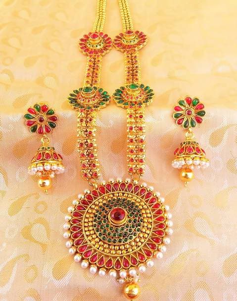 Traditional Multicolor Kemp Long Necklace Set