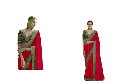 Vamika Pink Royal Vichitra Silk Sequins,Coding And Thread Multi Work And Havy Work Border Saree - Distacart