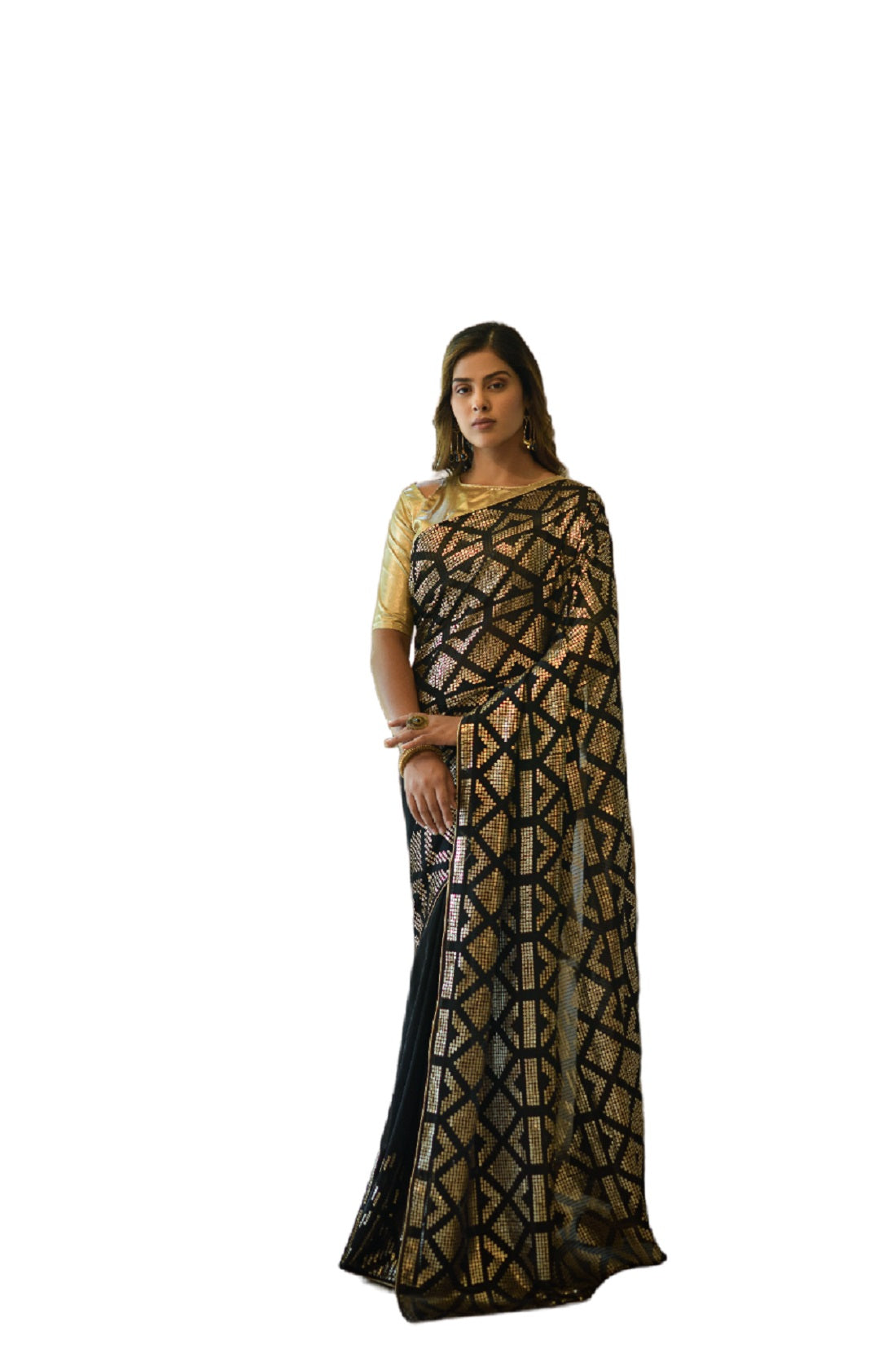 Vamika Black Georgette Gota Work Saree - Distacart