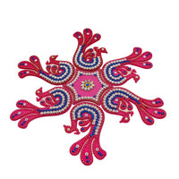 Thumbnail for Kundan HandiKrafts Peacock Rangoli Pink Color (Medium) - Distacart