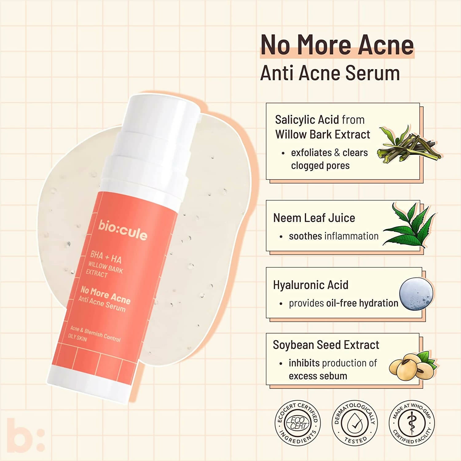 Biocule No More Acne Anti Acne Face Serum - Distacart
