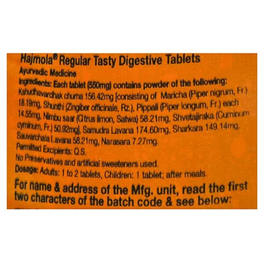 Dabur Hajmola Digestive Tablets Ingredients
