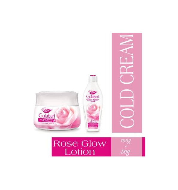 Dabur Gulabari Moisturizing Cold Cream with Free Dabur Gulabari Rose Glow Lotion 