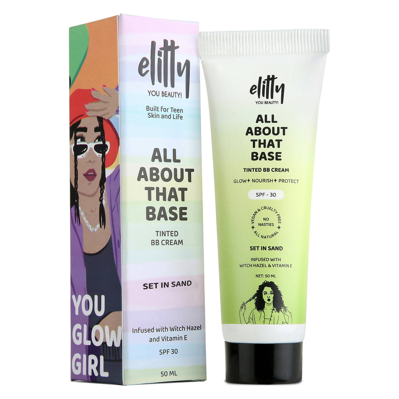 Elitty All About That Base Tinted BB Cream with SPF 30 - Set in sand - Distacart