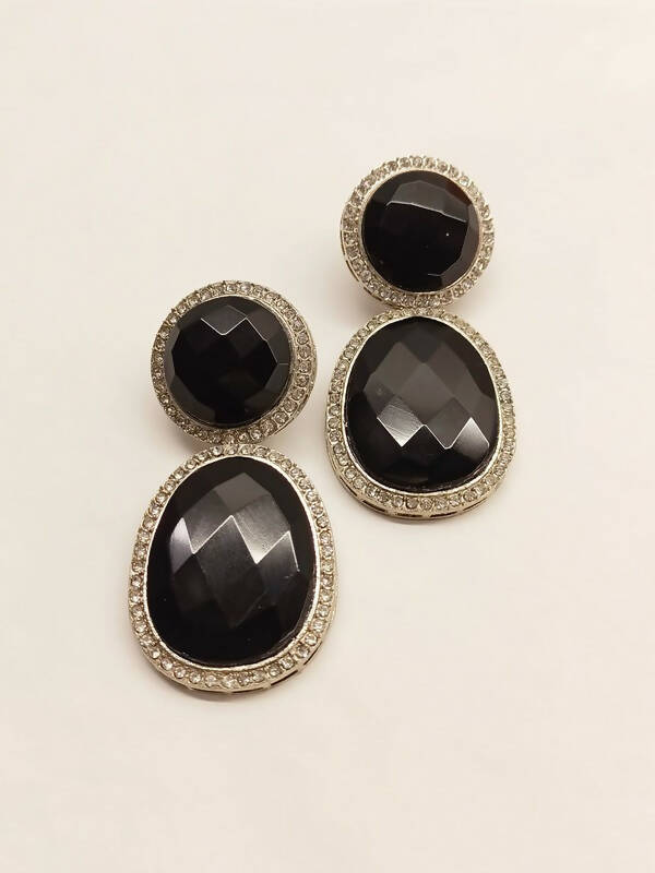 Smart Dangler With Rhino Stone Border Black Earrings For Women and Girls By House of Ree - Distacart